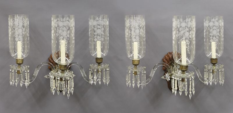 Pr Continental glass three light 17437a