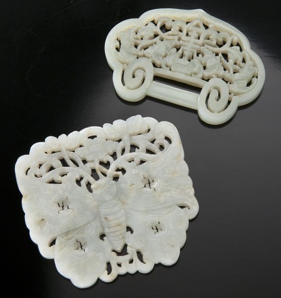 2 Pcs Chinese Qing carved jade 1743ae