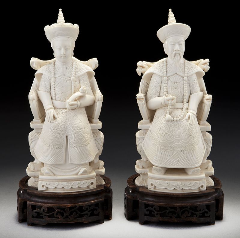 Pr Chinese carved ivory Emperor 1743ac