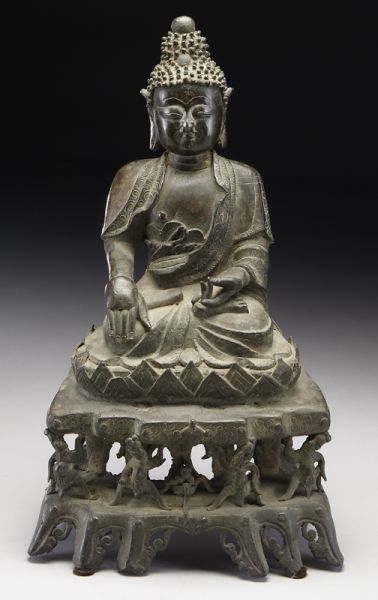 Chinese Ming bronze Buddha his 1743b9