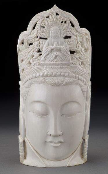 Chinese carved ivory Buddha s head International 1743d2