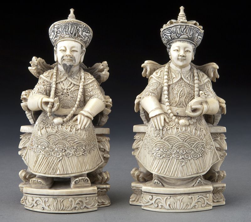 Pr Chinese carved ivory Emperor 17440d