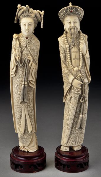 Pr. Chinese carved ivory Emperor