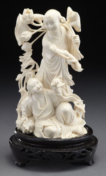 Chinese carved ivory figure group International 174415