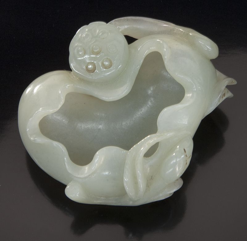 Chinese Qing carved jade brush