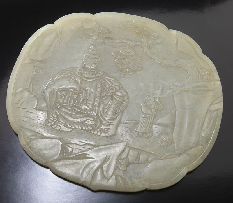 Chinese Qing carved jade plaquedepicting 17441b