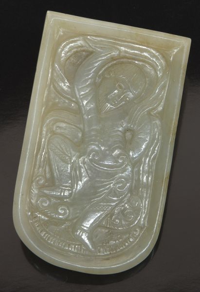Chinese Ming carved jade belt boarddepicting 174450