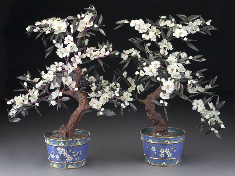 Pr Chinese carved jade trees in 174468