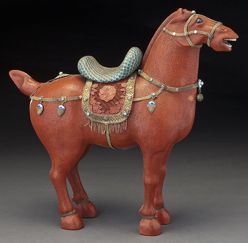 Chinese carved cinnabar horsewith