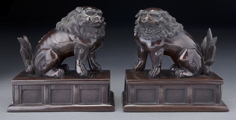 Pr Japanese Meiji bronze lions 1744b8