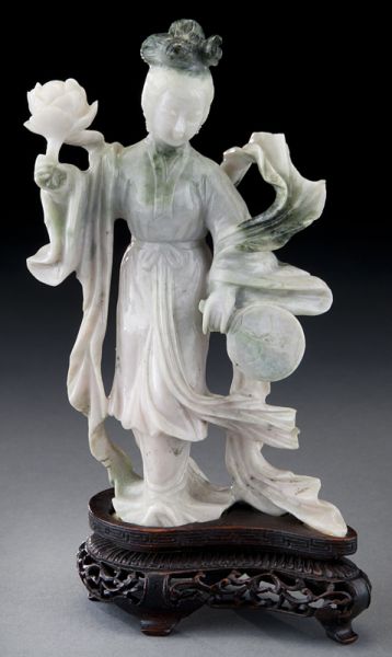 Chinese carved jadeite lady one hand