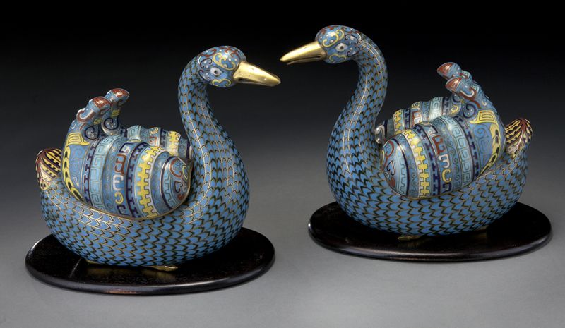 Pr. Chinese cloisonne duck shaped