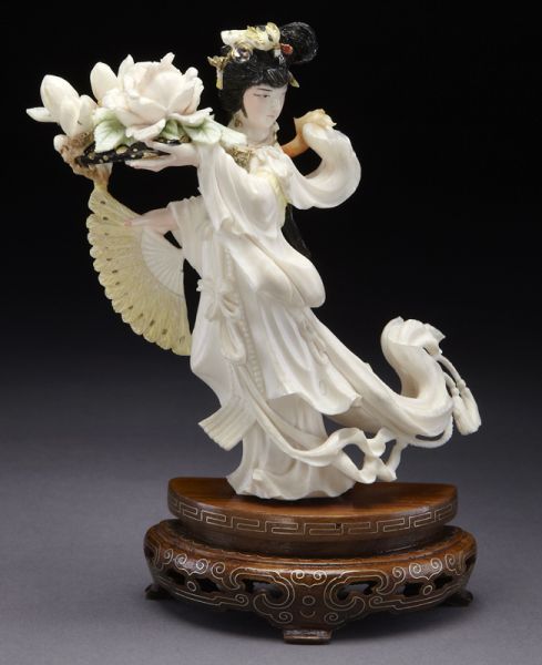 Chinese carved polychrome ivory 1744dd