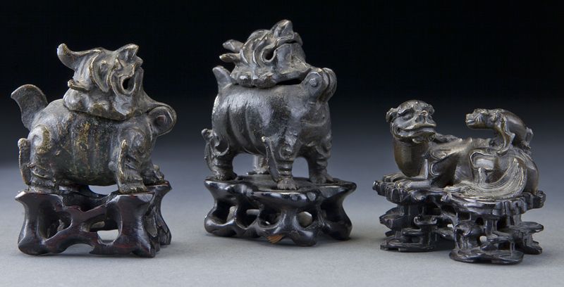  3 Chinese Qing bronze animals 1744d6