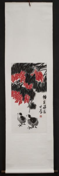 Chinese watercolor scroll by Cui