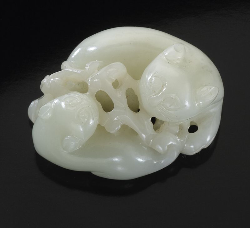 Chinese Qing carved white jade