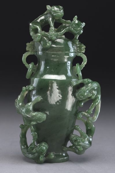 Chinese carved spinach jade vase 1744fa