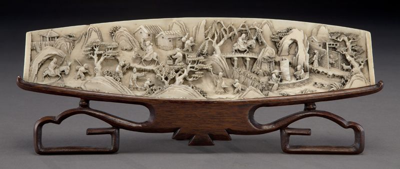 Chinese Qing carved ivory table