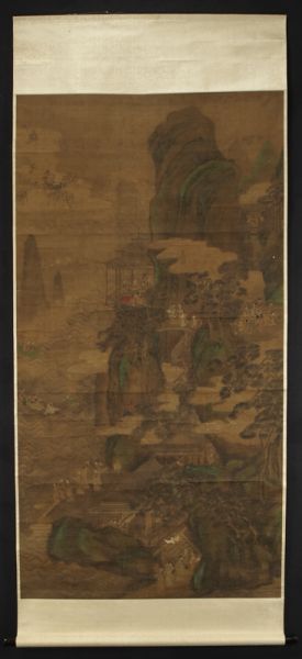 Chinese watercolor scroll attr  174520