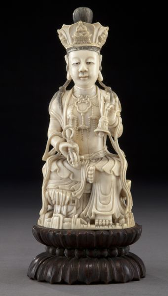 Chinese Qing carved ivory Bodhisattva International 17452a