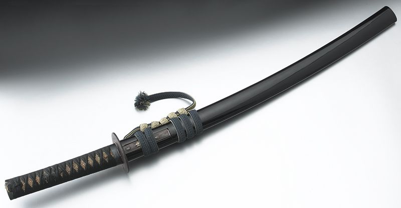Japanese Katana sword with a black lacquered