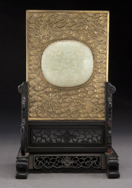Chinese Qing bronze mounted jade 174530