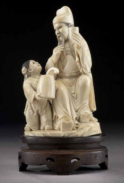 Chinese carved ivory figure group International 174543