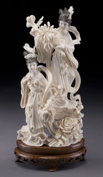 Chinese carved ivory figure group (International