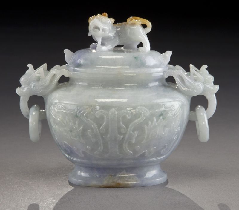 Chinese carved jadeite censer depicting 174553