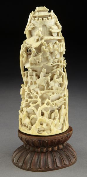 Chinese Qing carved ivory mountain International 17455c