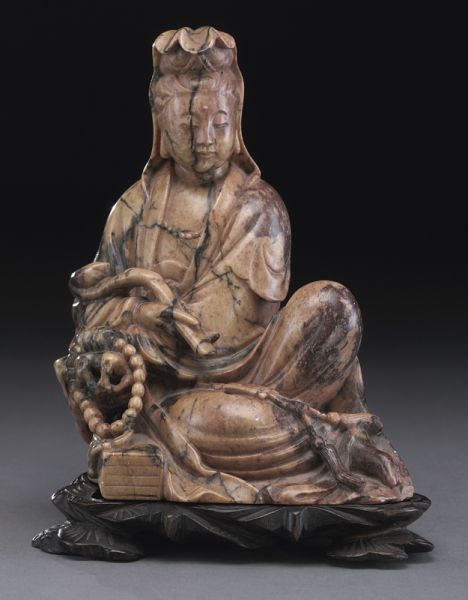 Chinese Qing carved soapstone Guanyin 17457e