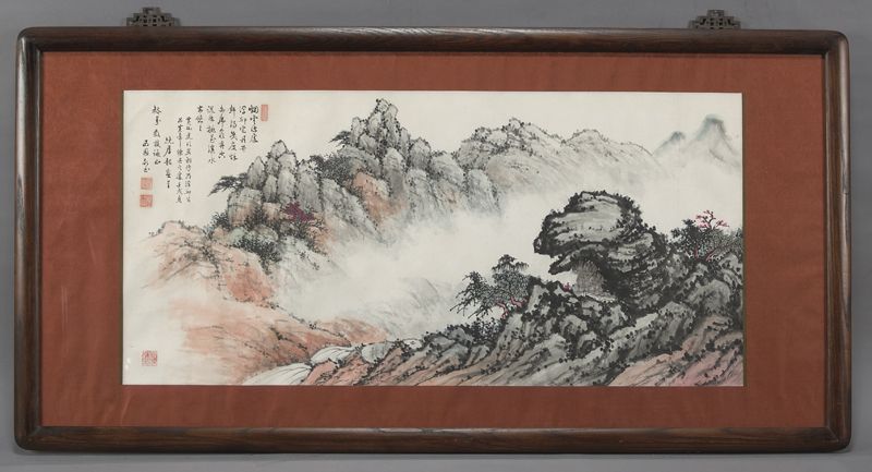 Chinese watercolor framed paintingdepicting