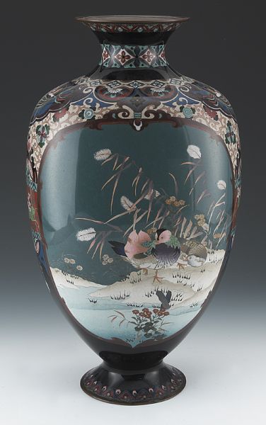 Japanese Meiji cloisonne vasedepicting 17459f