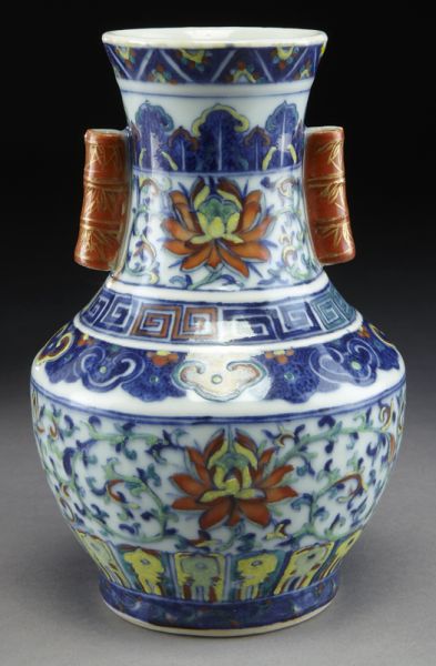 Chinese Qing doucai porcelain vase
