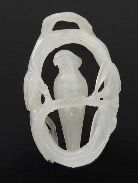 Chinese Qing carved jade parrot 1 125 H 1745ba