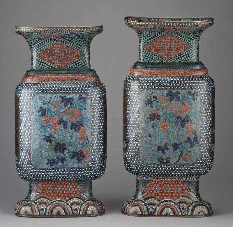 Pr Japanese cloisonne vases the 1745bb