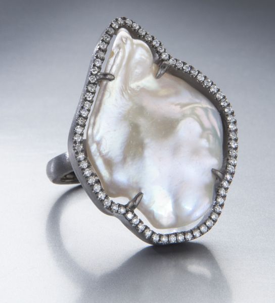Sterling silver diamond and pearl