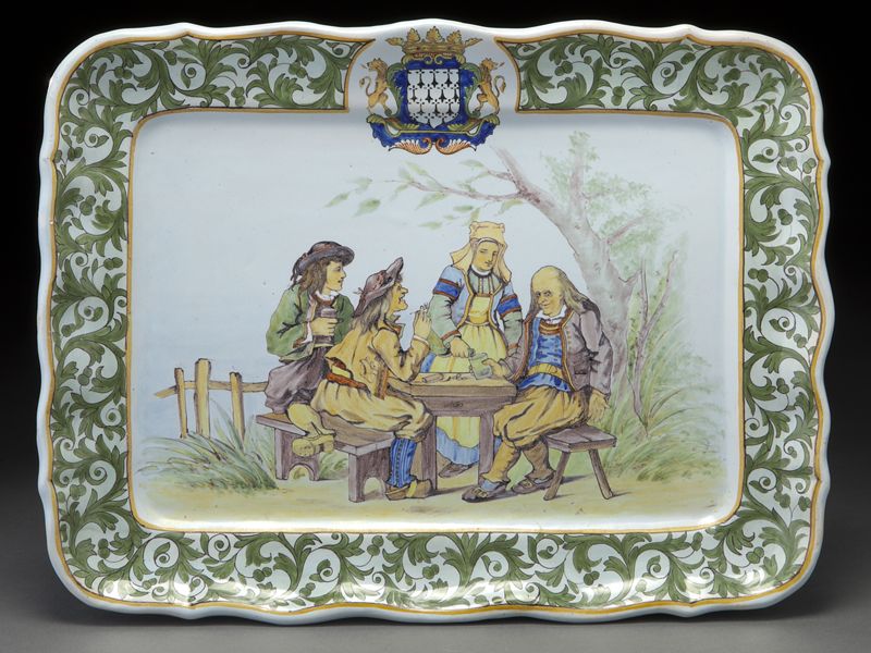 Porquier Beau Quimper pottery traywith 1745ee