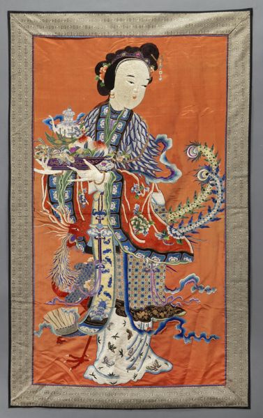 Chinese Qing embroidered paneldepicting