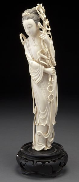 Chinese carved ivory lady (International