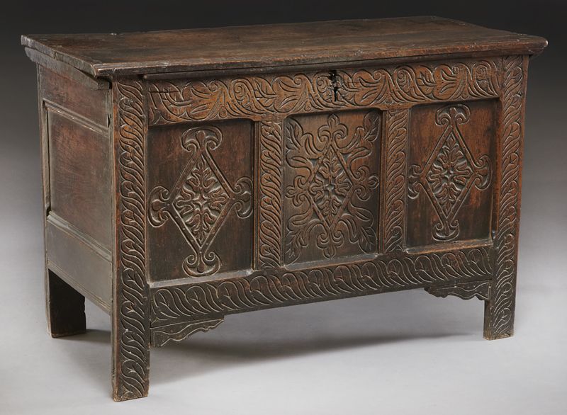 Early English carved oak coffer 174639
