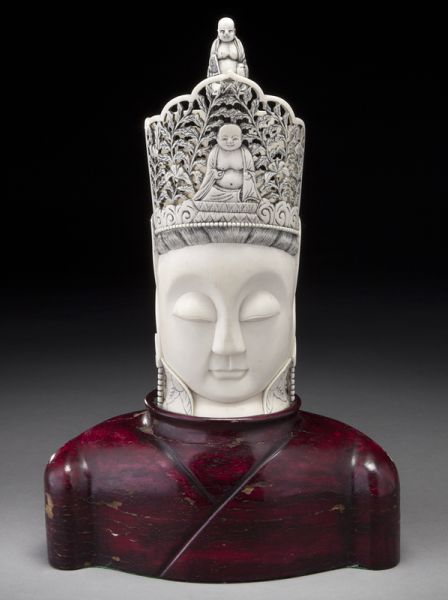 Chinese carved ivory Buddha's head