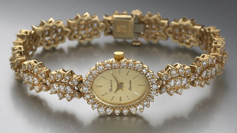 Geneve ladies 14K gold and diamond wrist