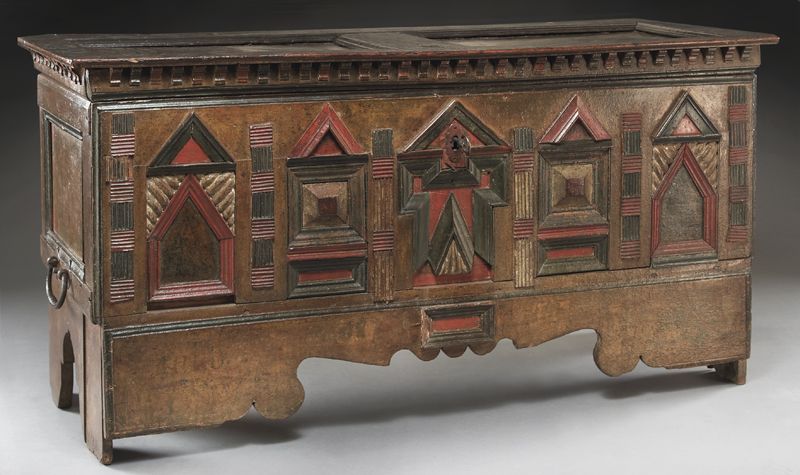Continental polychrome wood cassonewith 17467d
