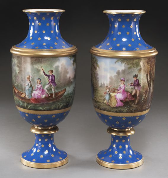 Pr. Sevres style porcelain vases with