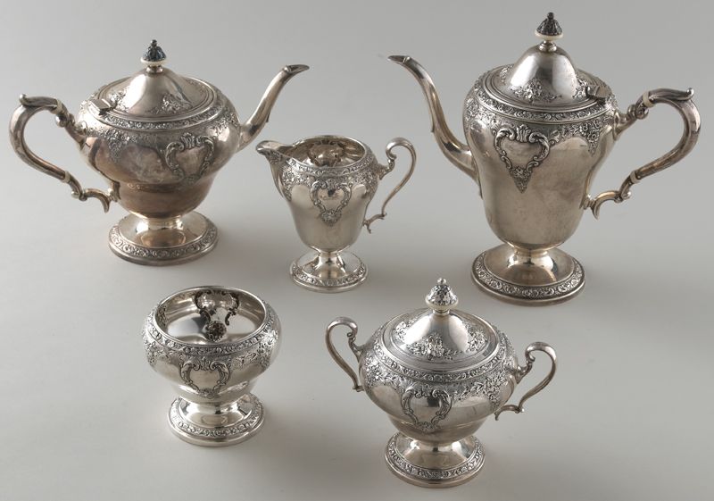 5 pc. Meadow Wood by Watson silver tea