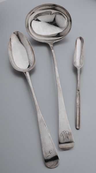 (3) Georgian sterling silver serving