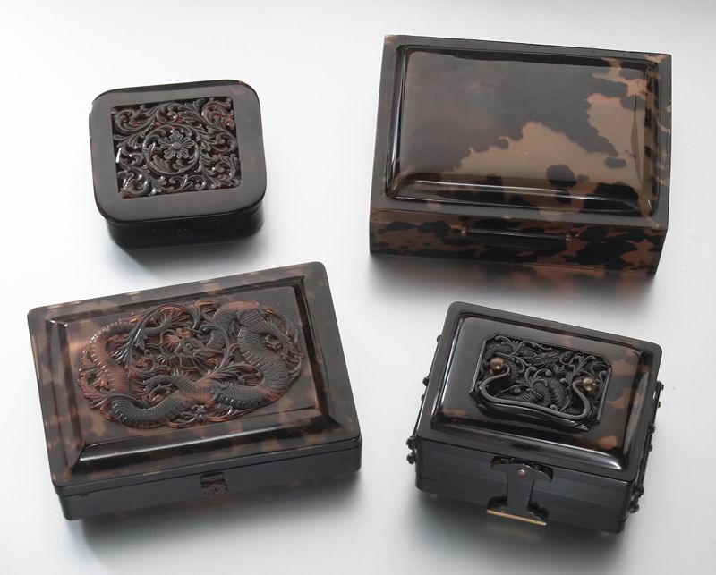  4 English tortoise shell boxes 1  174711