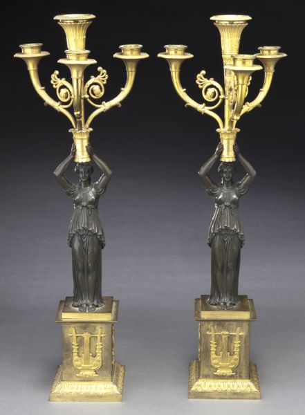 Pr Empire style parcel gilt bronze 17472b