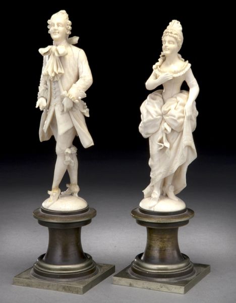 Pr French carved ivory figures 174733